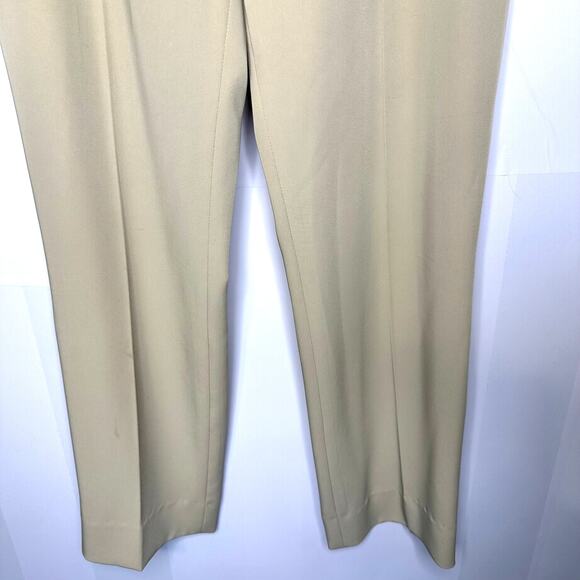 Peace of Cloth Light Khaki Tan High Rise Straight USA Flowy Dress Pants 12 - Picture 3 of 7